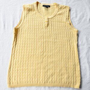Vintage Pastel Yellow Cable Knit Top, Size L